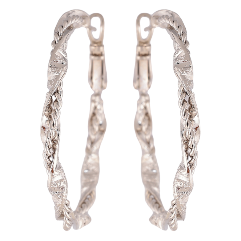 Сережки Xuping колір Родій кільця (конго) Декоративний візерунок ø 4см фото №1