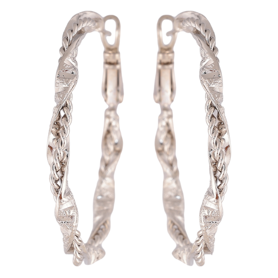 Сережки Xuping колір Родій кільця (конго) Декоративний візерунок ø 4см фото №1