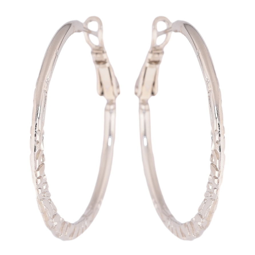 Сережки Xuping колір Родій кільця (конго) Декоративний візерунок ø 3.5см фото №1