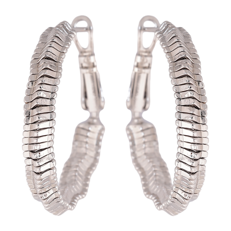 Сережки Xuping колір Родій кільця (конго) Декоративний візерунок ø 3см фото №25