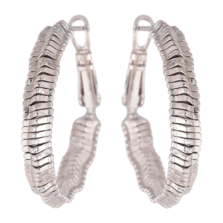 Сережки Xuping колір Родій кільця (конго) Декоративний візерунок ø 3см фото №1