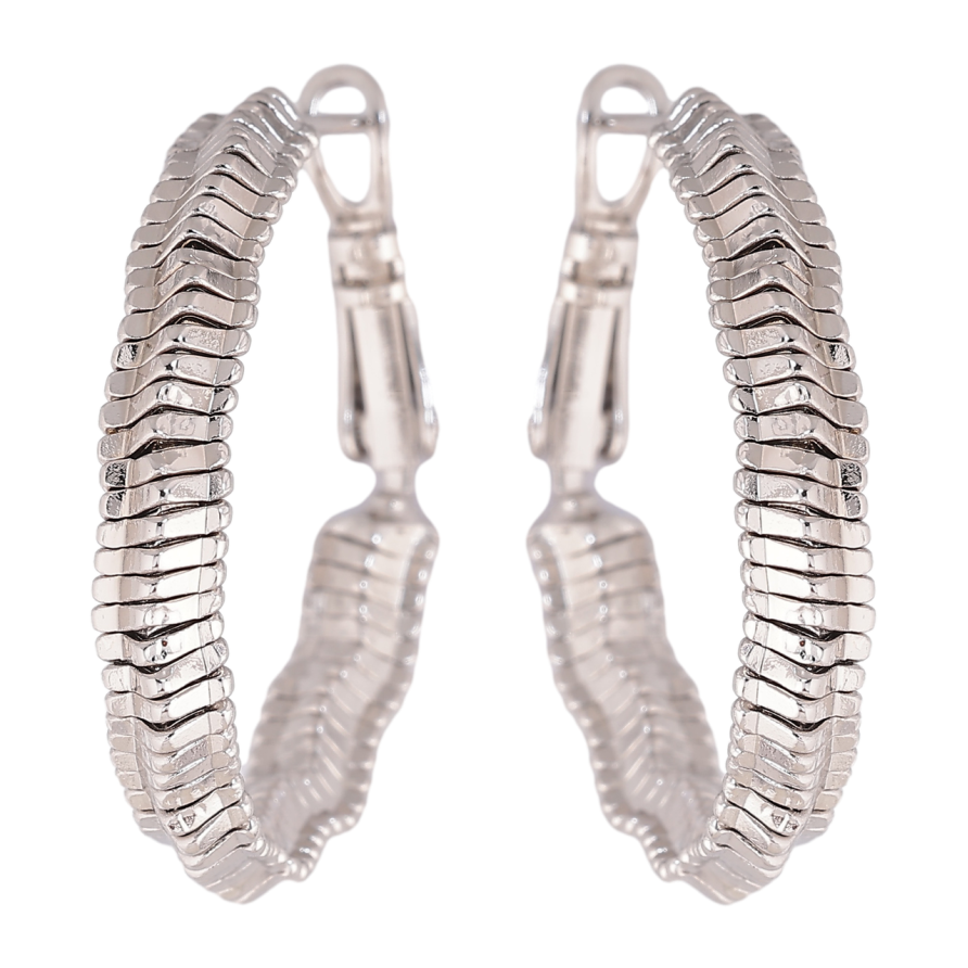 Сережки Xuping колір Родій кільця (конго) Декоративний візерунок ø 3см фото №1