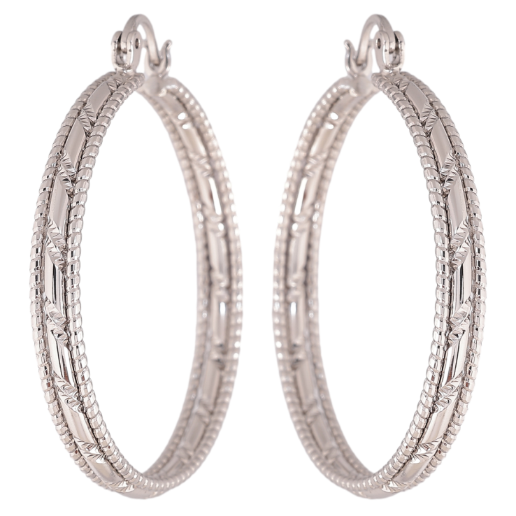 Сережки Xuping колір Родій кільця (конго) Декоративний візерунок ø 4см фото №20