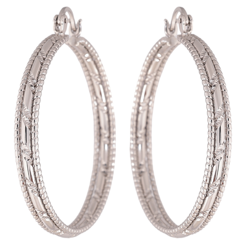 Серьги Xuping цвет Родий кольца (конго) Декоративный узор ø 4см фото №7