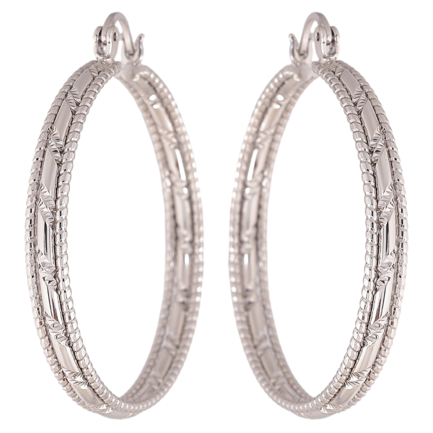 Сережки Xuping колір Родій кільця (конго) Декоративний візерунок ø 4см фото №1