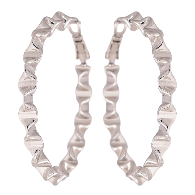 Сережки Xuping колір Родій кільця (конго) Декоративний візерунок ø 4.5см фото №6