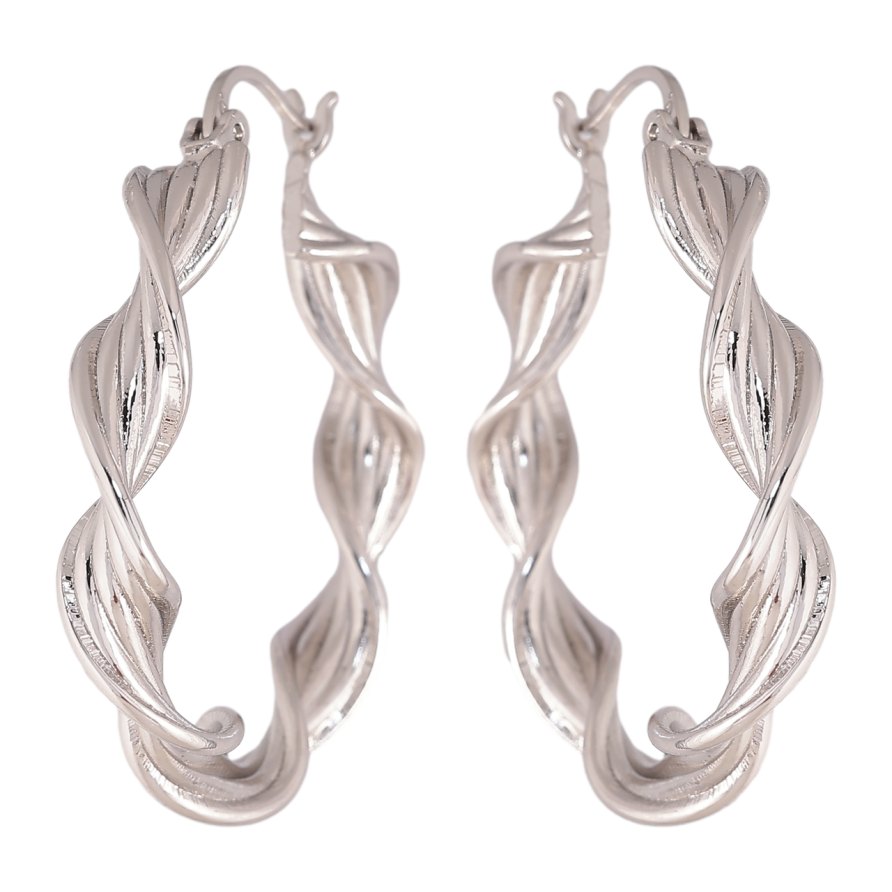 Сережки Xuping колір Родій кільця (конго) Декоративний візерунок ø 3.5см фото №1