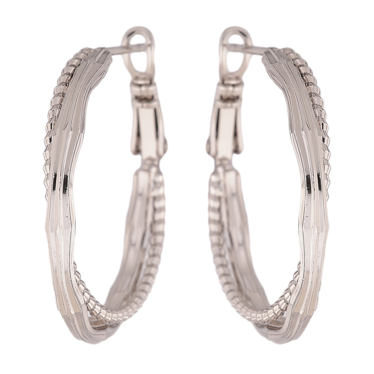 Сережки Xuping колір Родій кільця (конго) Декоративний візерунок ø 3см фото №24