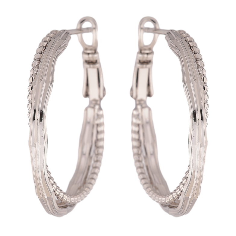 Серьги Xuping цвет Родий кольца (конго) Декоративный узор ø 3см фото №14