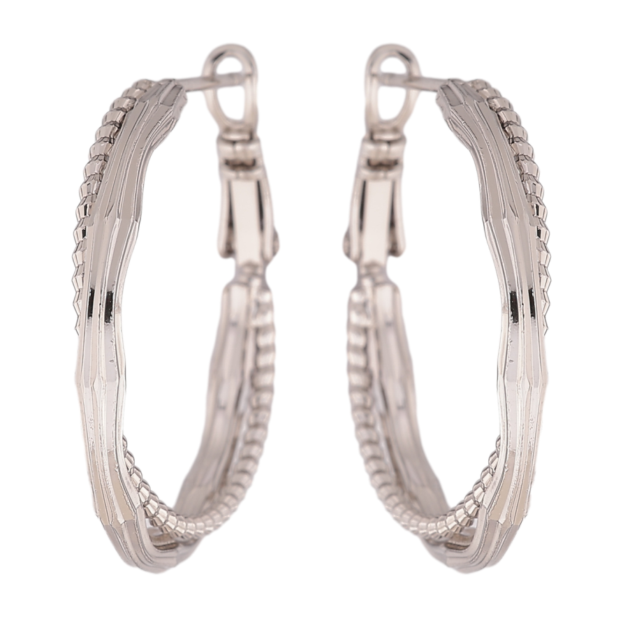 Сережки Xuping колір Родій кільця (конго) Декоративний візерунок ø 3см фото №1