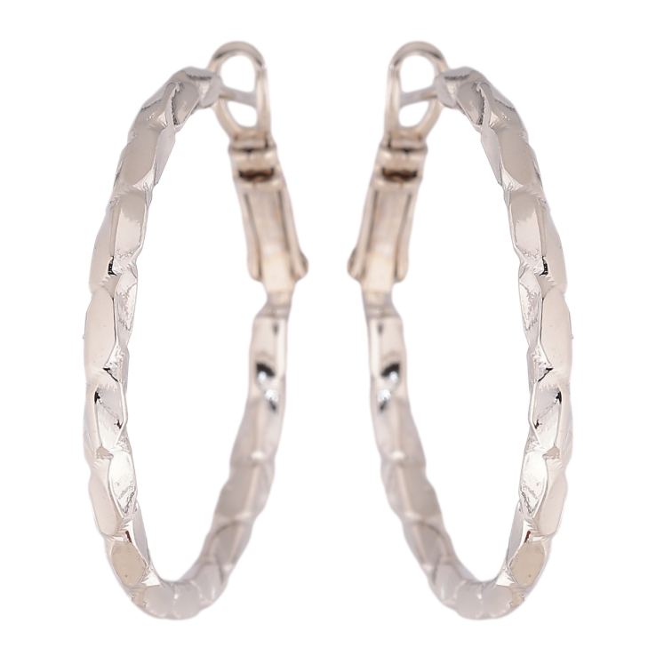 Сережки Xuping колір Родій кільця (конго) Декоративний візерунок ø 3см фото №13