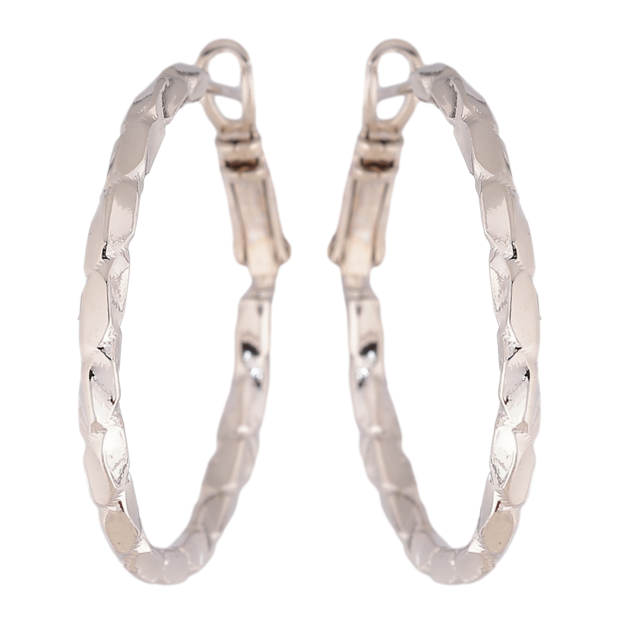 Сережки Xuping колір Родій кільця (конго) Декоративний візерунок ø 3см фото №1