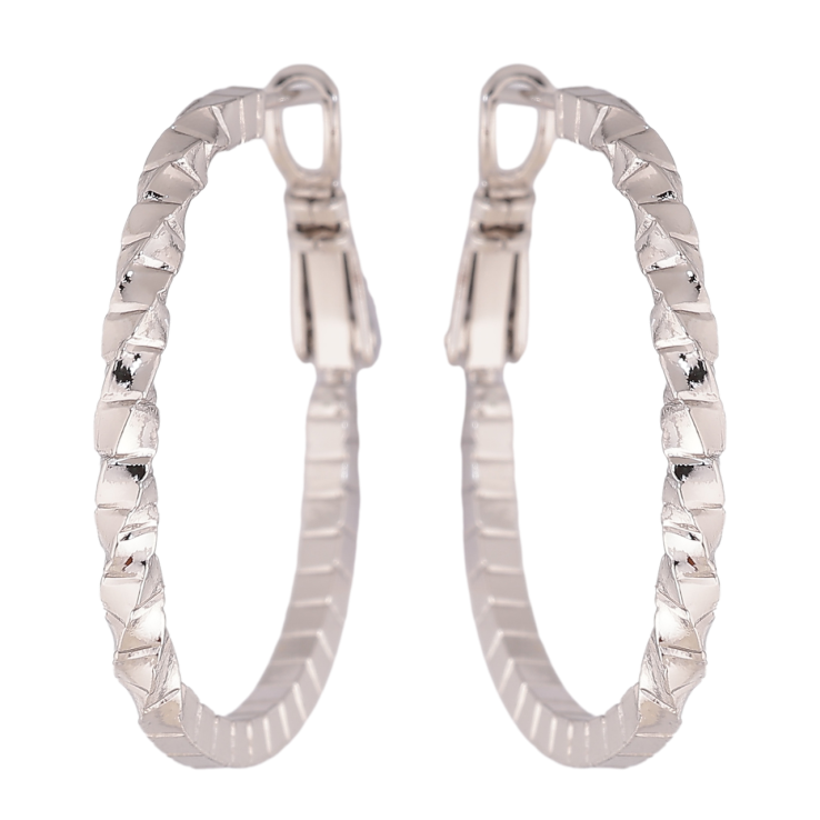 Сережки Xuping колір Родій кільця (конго) Декоративний візерунок ø 3см фото №6