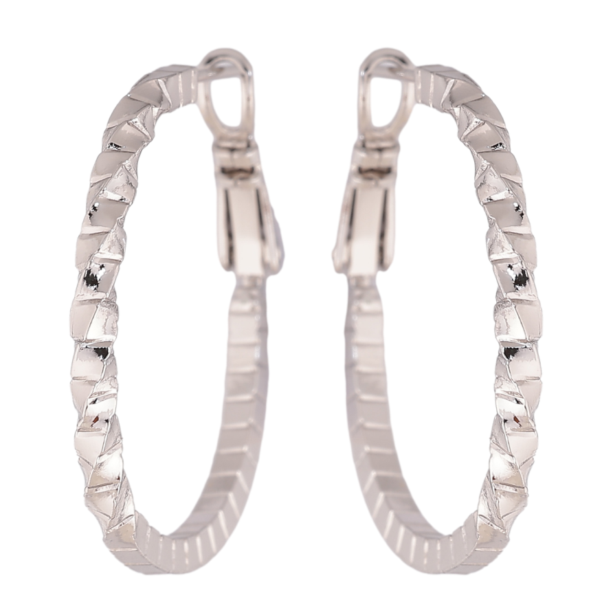 Сережки Xuping колір Родій кільця (конго) Декоративний візерунок ø 3см фото №1