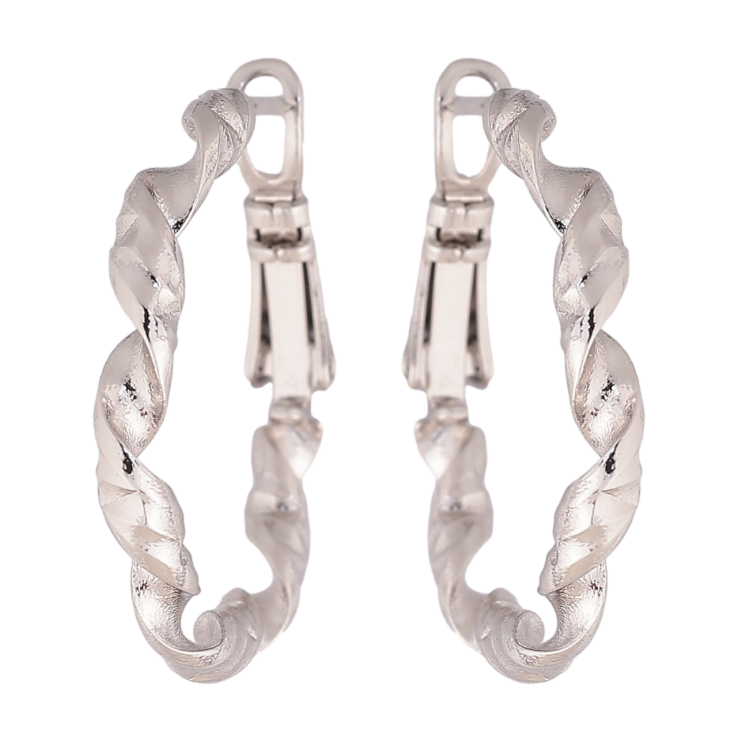 Сережки Xuping колір Родій кільця (конго) Декоративний візерунок ø 2.5см фото №7