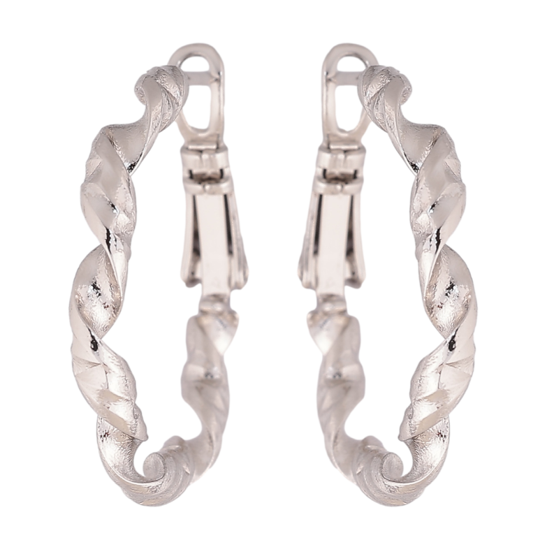 Серьги Xuping цвет Родий кольца (конго) Декоративный узор ø 2.5см фото №10