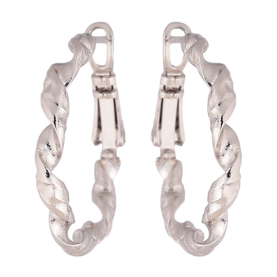 Сережки Xuping колір Родій кільця (конго) Декоративний візерунок ø 2.5см фото №1