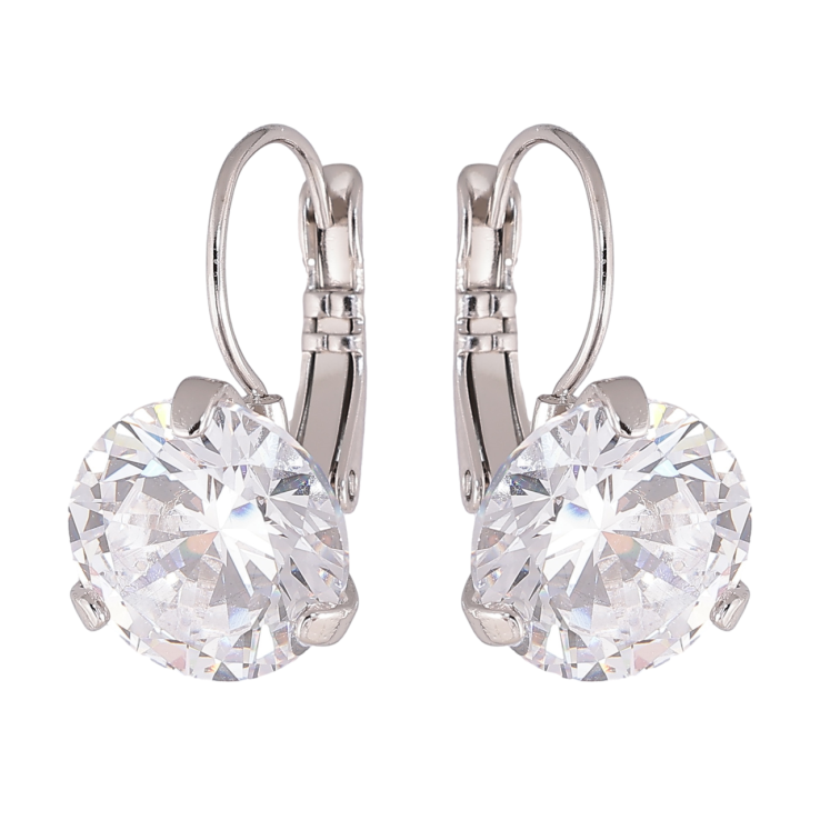 Сережки Xuping колір Родій французький замок Кристали на дужках ø 12мм фото №6 Сережки Xuping колір Родій французький замок Кристали на дужках ø 12мм фото №6