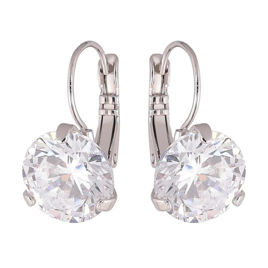 Сережки Xuping колір Родій французький замок Кристали на дужках ø 12мм фото №1