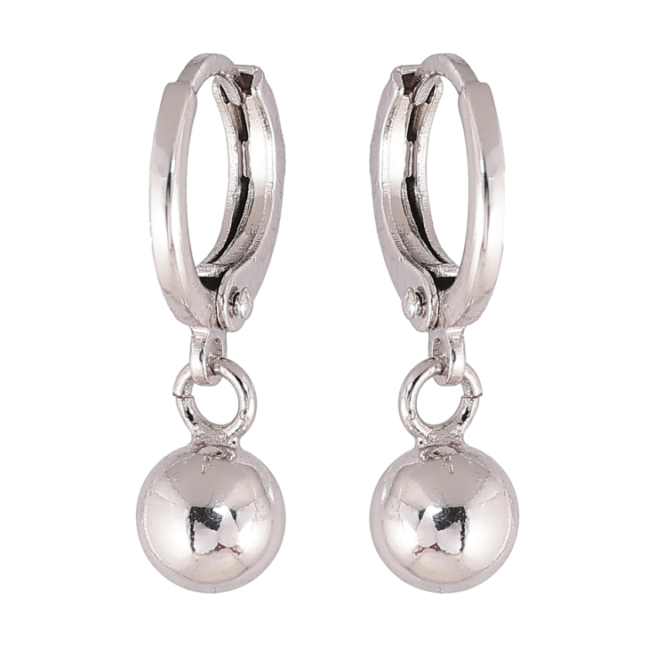 Сережки Xuping колір Родій підвіски на колечках Кульки ø 6мм фото №13