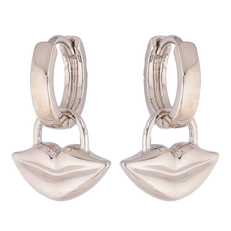 Сережки Xuping колір Родій підвіски на колечках Губки 2 в 1 фото №23