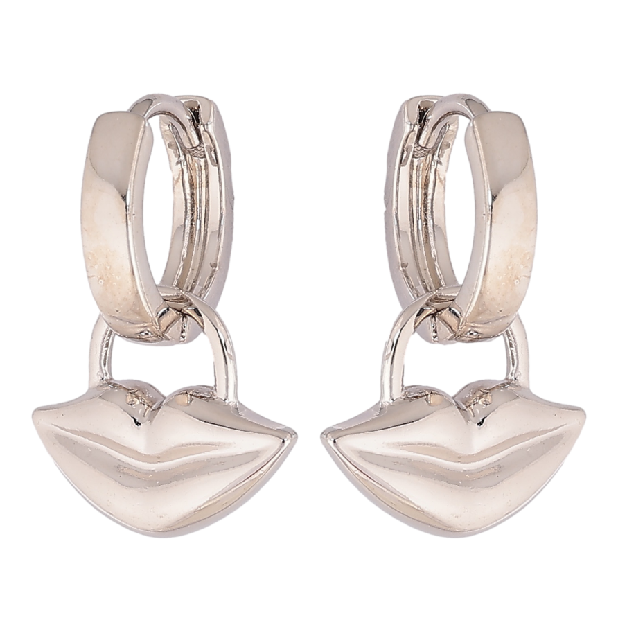 Сережки Xuping колір Родій підвіски на колечках Губки 2 в 1 фото №1