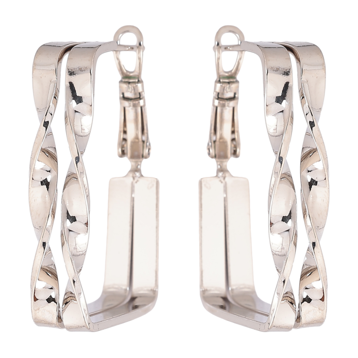 Сережки Xuping колір Родій  італійський замок Прямонутні з візерунком фото №18