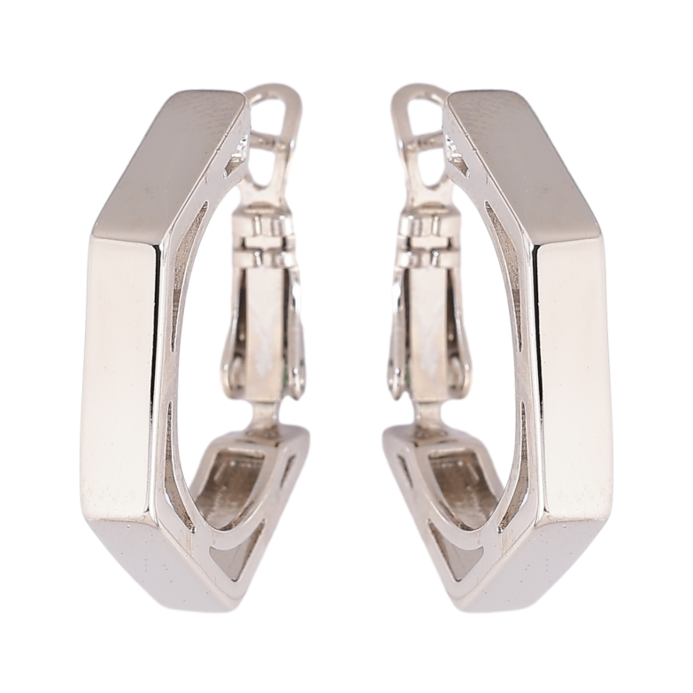 Серьги Xuping цвет Родий итальянский замок Многогранные фото №1