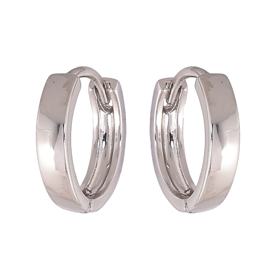 Серьги Xuping цвет Родий колечки Классика, шир. 3мм ø 14мм фото №1