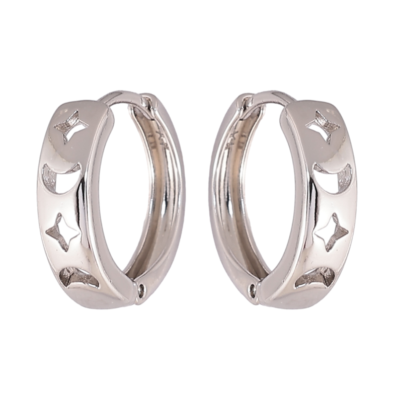 Сережки Xuping колір Родій колечка Декоративний різьблений візерунок фото №1