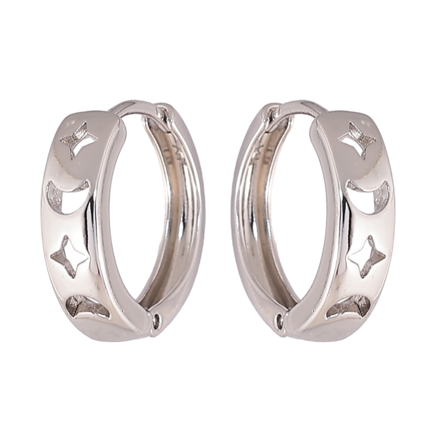 Сережки Xuping колір Родій колечка Декоративний різьблений візерунок фото №1