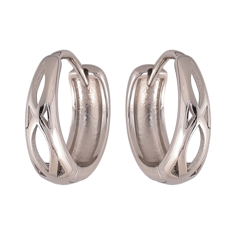 Сережки Xuping колір Родій колечка Декоративний різьблений візерунок фото №1