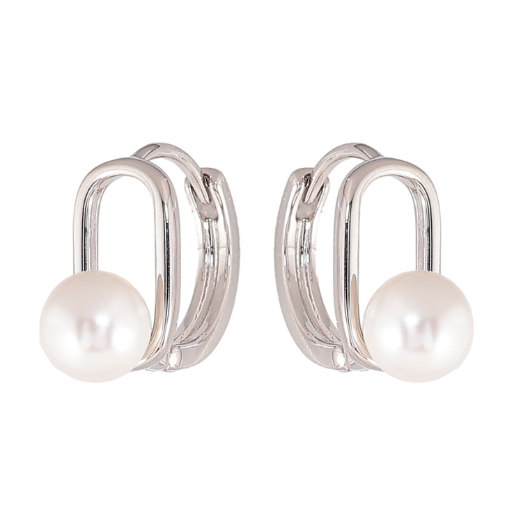 Сережки Xuping колір Родій колечка Овали з перлинами фото №20