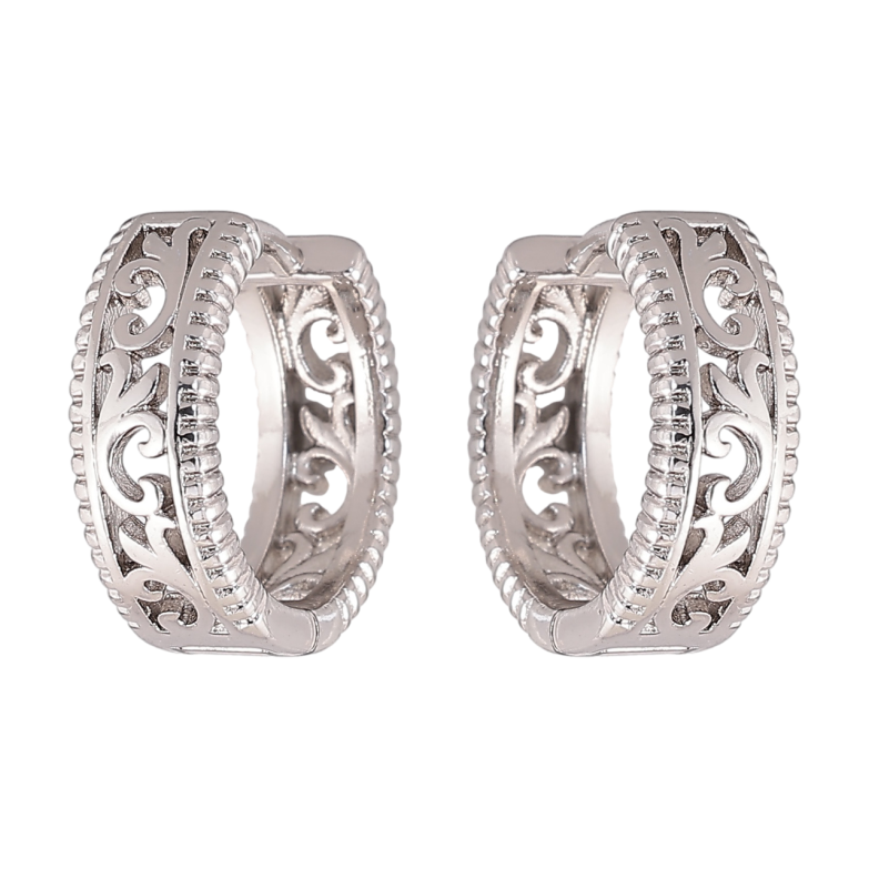 Сережки Xuping колір Родій колечка Різьблений вензельний візерунок фото №1