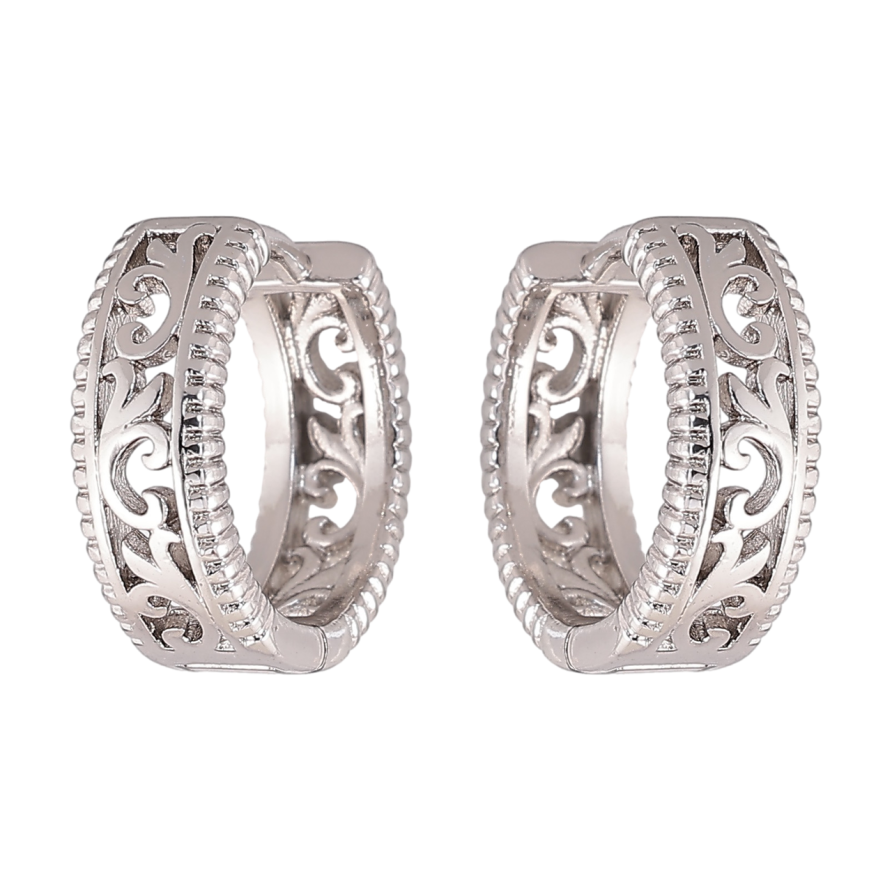 Сережки Xuping колір Родій колечка Різьблений вензельний візерунок фото №1