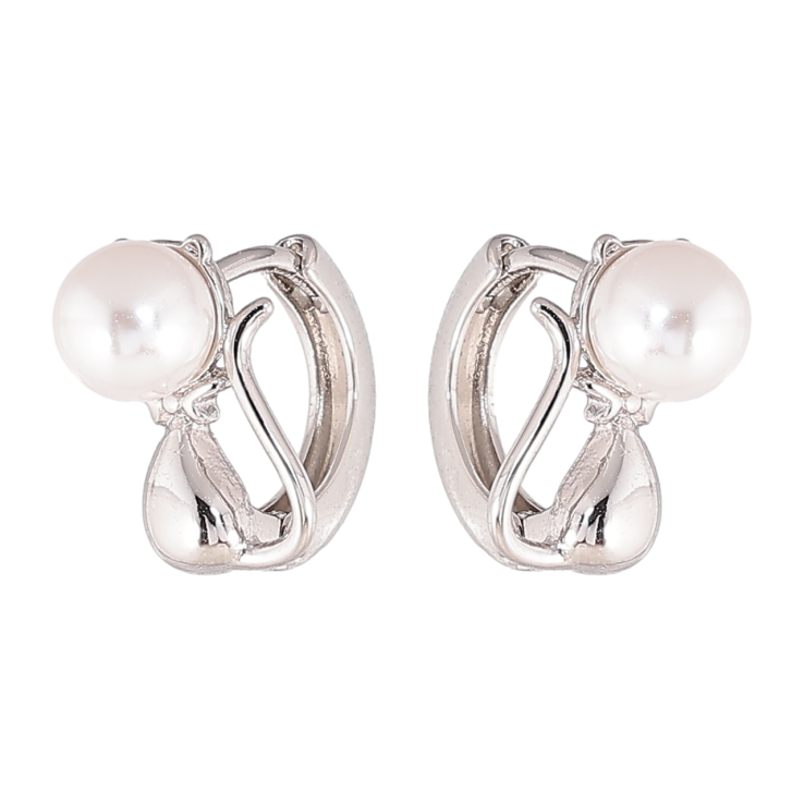 Сережки Xuping колір Родій колечка Котики з перлинами фото №23