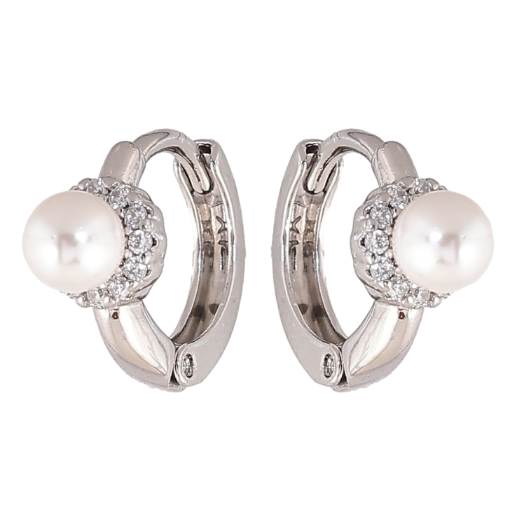 Сережки Xuping колір Родій колечка Перлини в кристальних колечках фото №12