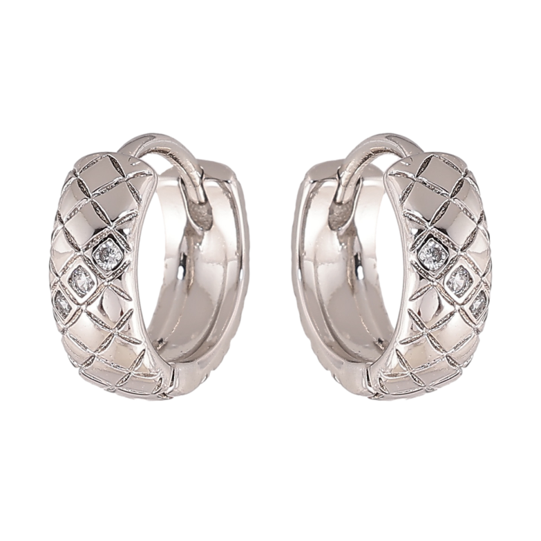 Серьги Xuping цвет Родий колечки Узор с кристаллами фото №1