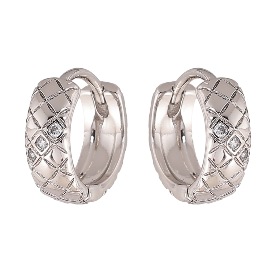 Сережки Xuping колір Родій колечка Візерунок з кристалами фото №1