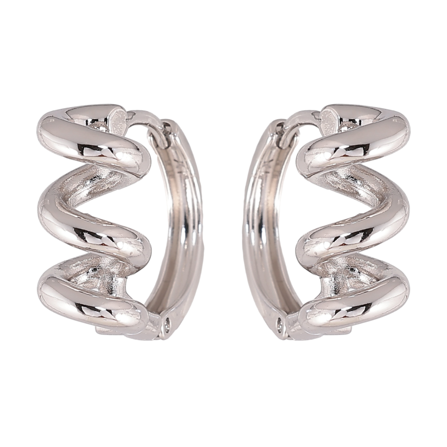 Сережки Xuping колір Родій колечка Спіральки фото №1