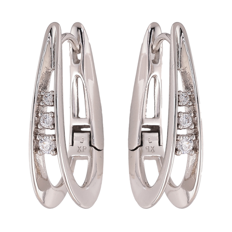 Серьги Xuping цвет Родий колечки Узор с кристаллами фото №23