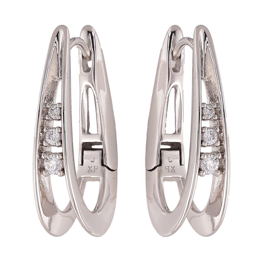 Серьги Xuping цвет Родий колечки Узор с кристаллами фото №1