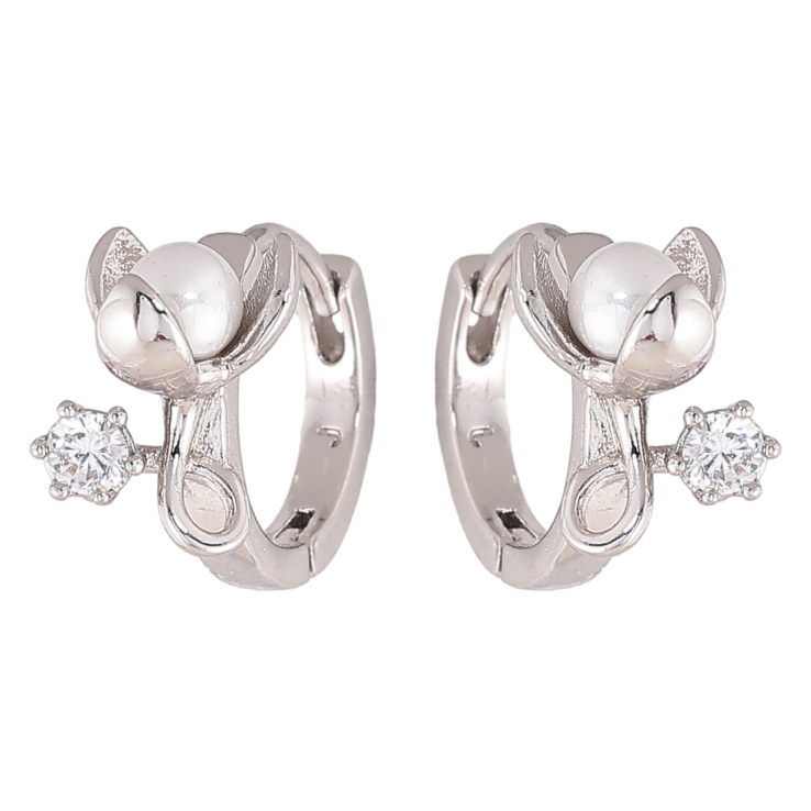 Сережки Xuping колір Родій колечка Перлинні квіточки фото №11