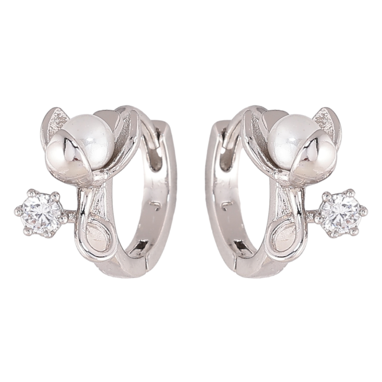 Сережки Xuping колір Родій колечка Перлинні квіточки фото №1