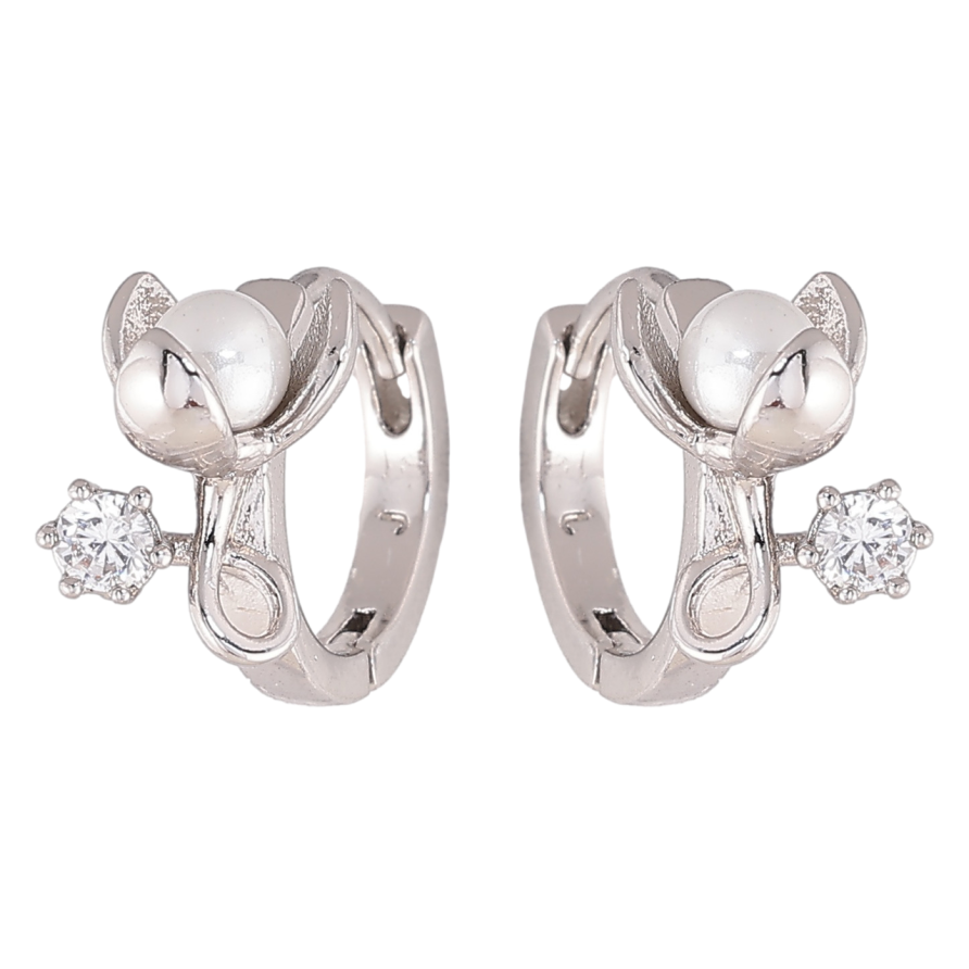 Сережки Xuping колір Родій колечка Перлинні квіточки фото №1