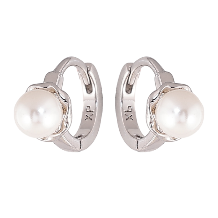 Сережки Xuping колір Родій колечка Перлинні квіточки фото №22