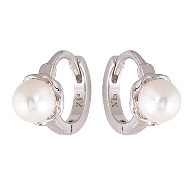 Серьги Xuping цвет Родий колечки Жемчужные цветочки фото №1