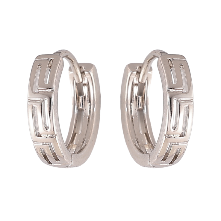 Сережки Xuping колір Родій колечка Різьблений грецький візерунок фото №14