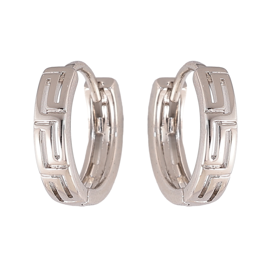 Сережки Xuping колір Родій колечка Різьблений грецький візерунок фото №1