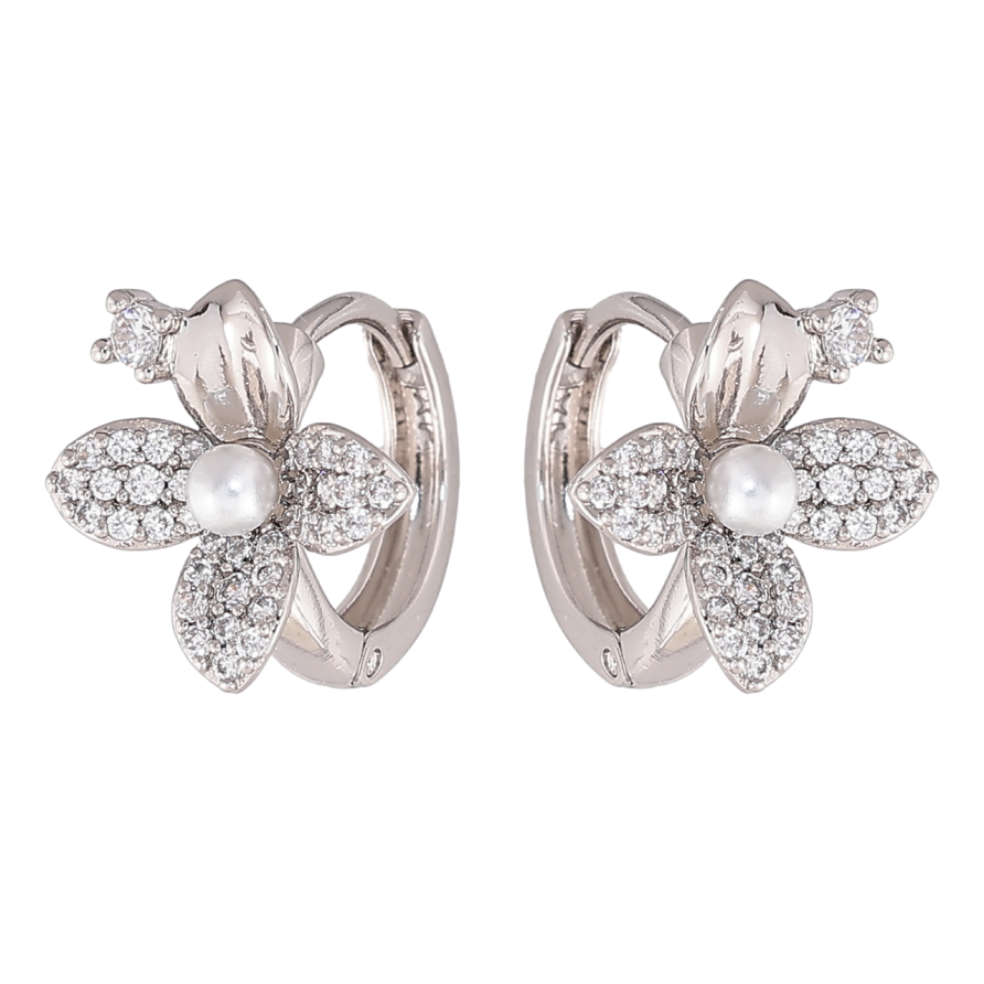 Серьги Xuping цвет Родий колечки Цветочки фото №1